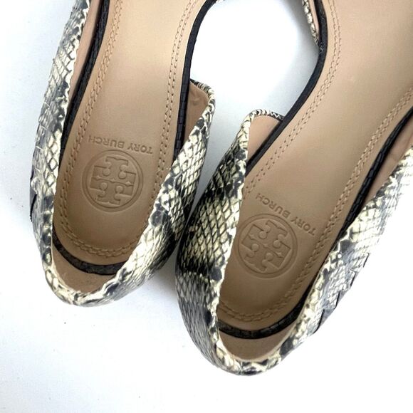 Tory Burch D'Orsay Leather Snakeskin Pointed Toe Open Side Flats Size 9M - Picture 6 of 11